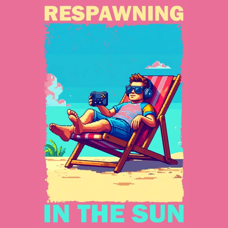 Pixel art plage jeunesse avec des éléments de jeu