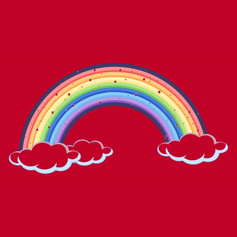 Lebendiger Regenbogen über den Wolken