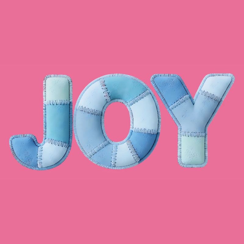Blue Patchwork Joy Lettering