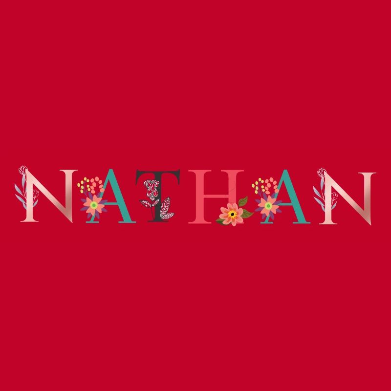 NATHAN Name Art avec fleurs brodées