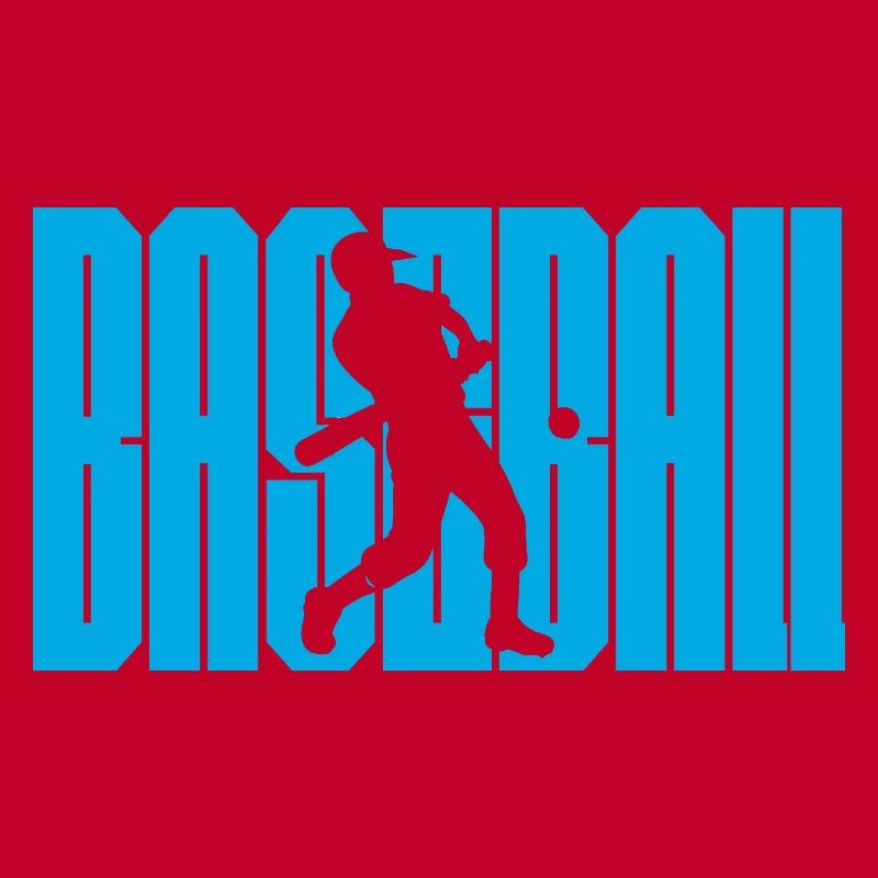 Baseball Swing Silhouette on Bold Blue Text