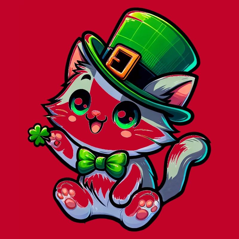 Dessin animé de chat de la Saint-Patrick