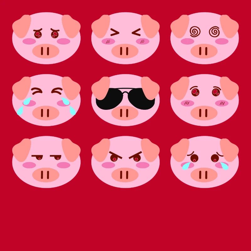 Cool Cochon Rose Humeur Différente Visages De