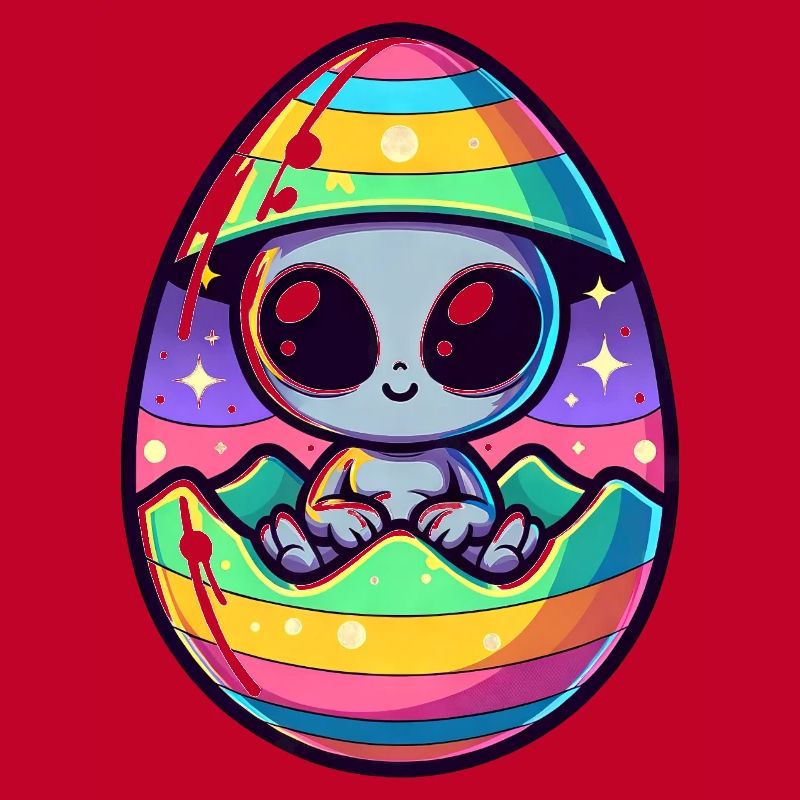 Alien Easter Egg Hatching Design: Colorful Surprise