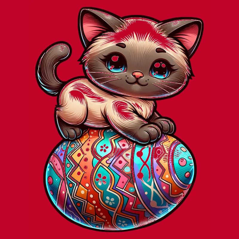 Siamese cat on easter egg