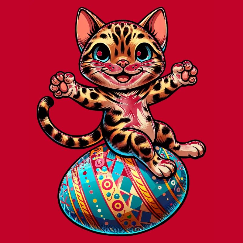 Bengal Cat Dancing Easter Egg