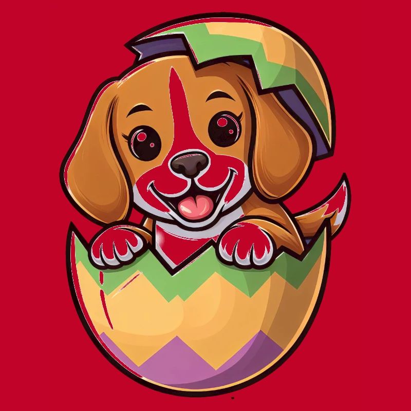 Oeuf de Pâques coloré avec conception de Beagle à éclosion