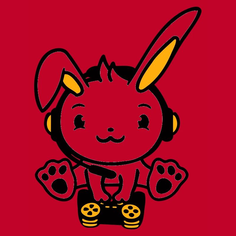 Bunny Playing Controller Console Headset Gamer Nerd