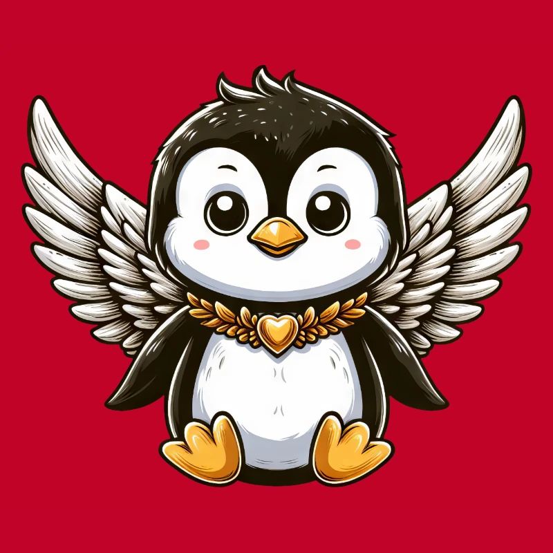 Süßer Pinguin Engel Comic Design