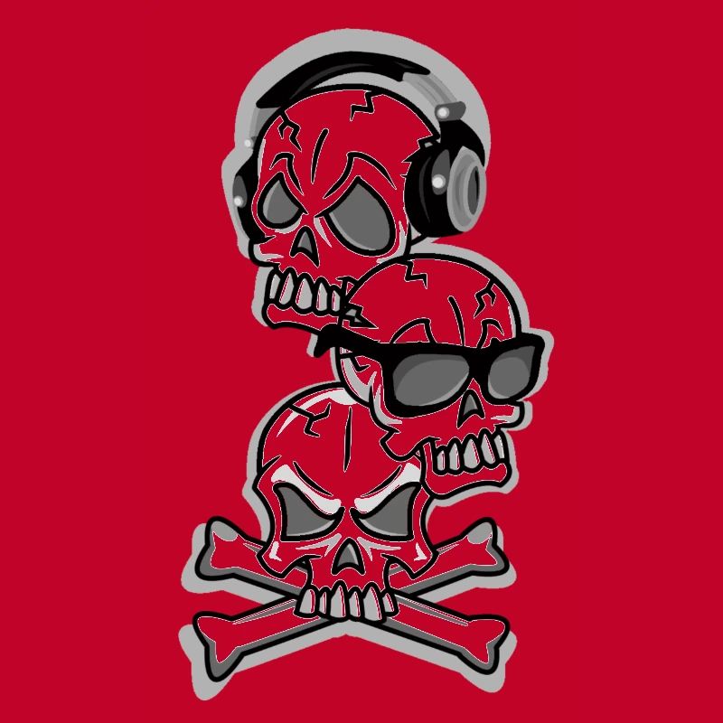 Three skulls, hear, see and speak no evil