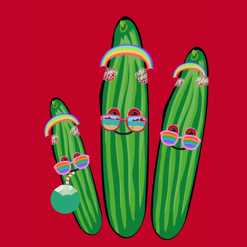 Trio de concombre,Concombre,Concombre,Arc-en-ciel,Lunettes de soleil
