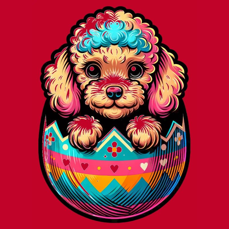 Easter Egg Easter Egg Dog Poedel komt uit het ei