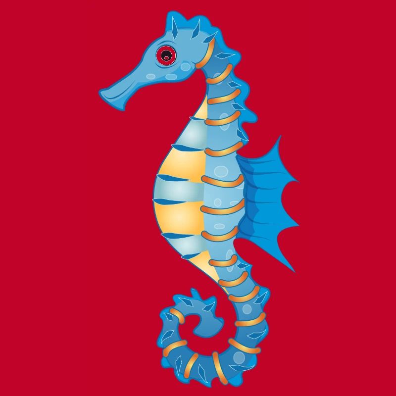 mignon hippocampe bleu dans le style comique