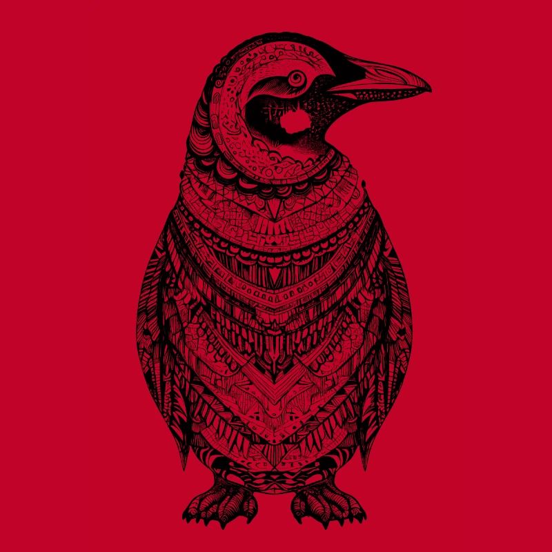 Cool penguin with boho ethno patterns in black
