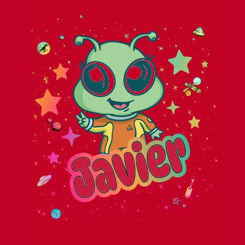 JAVIER - Schöner Junge Name mit süßem Alien