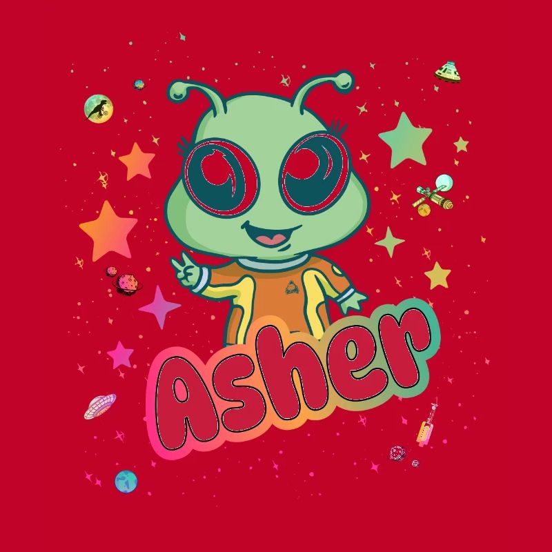 ASHER - Schöner Junge Name mit süßem Alien