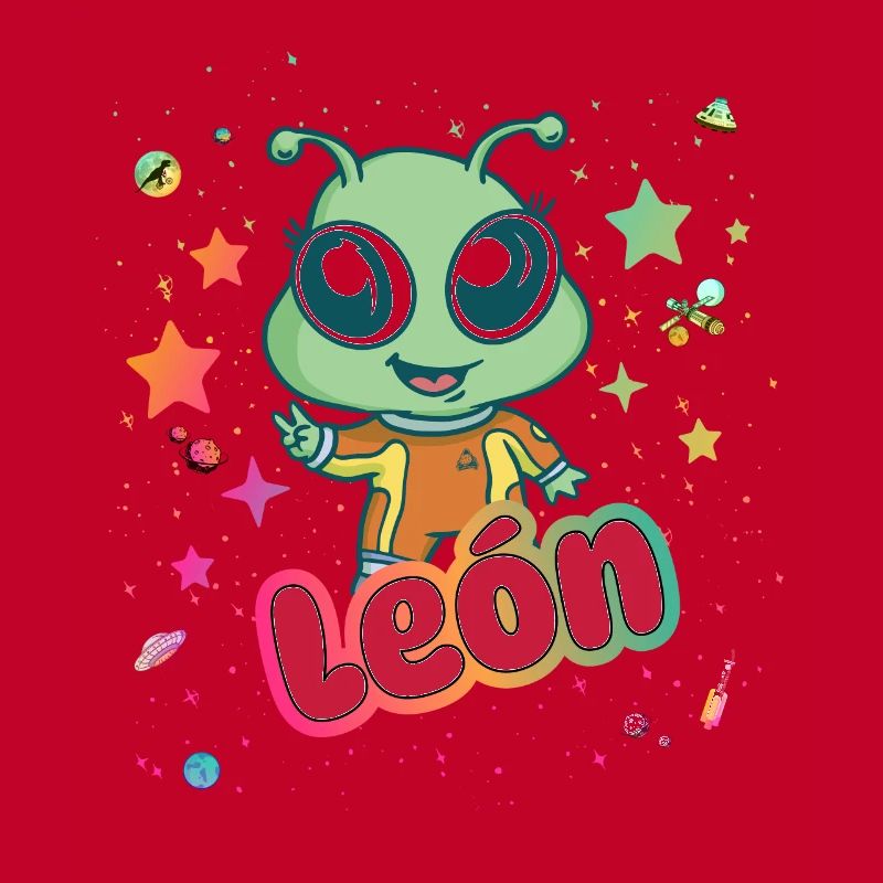 LEÓN - Beau nom de garçon avec extraterrestre mignon