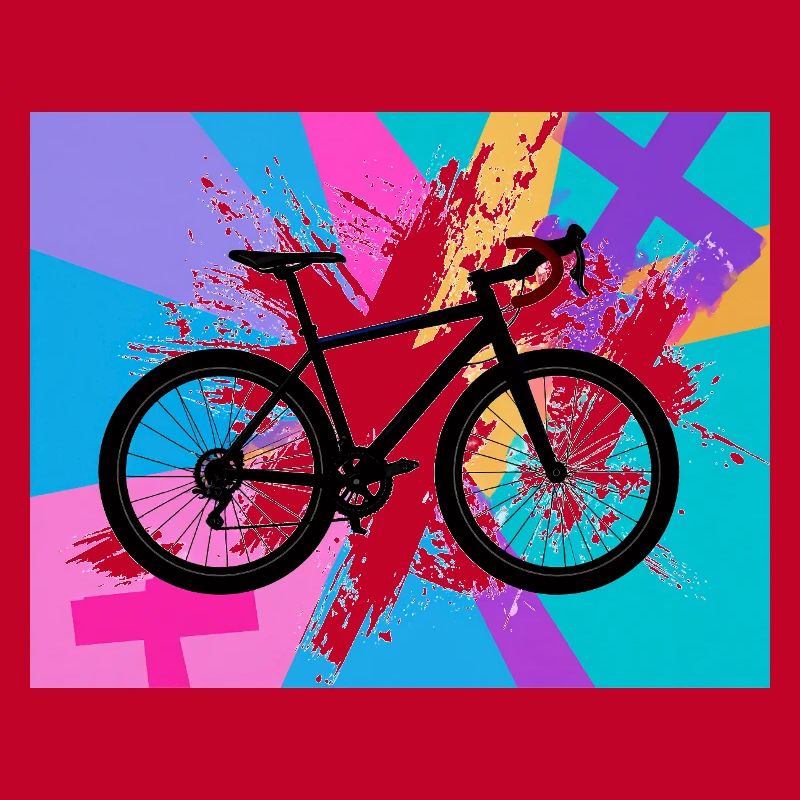 illustration,mountain bike,road bike,graffiti,pink