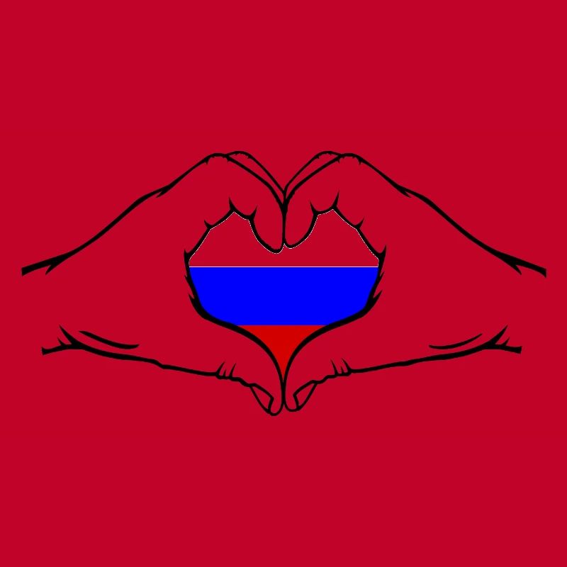 Drapeau de la Russie Mains Forme de coeur