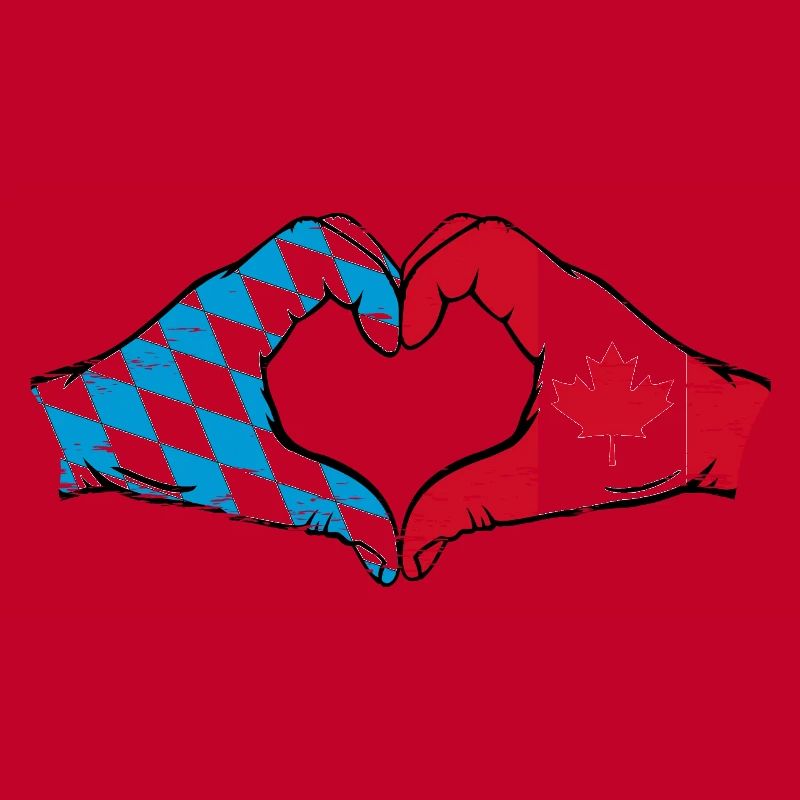 Mains du drapeau du Canada de la Bavière en forme de coeur utilisé