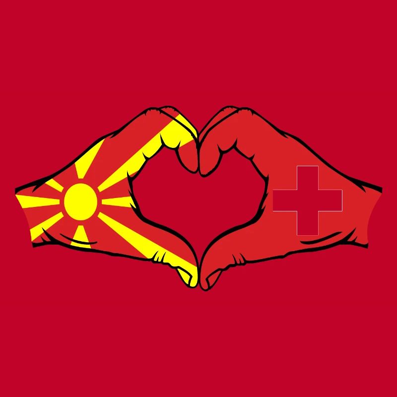 Macédoine Suisse Drapeau Mains Coeur Forme