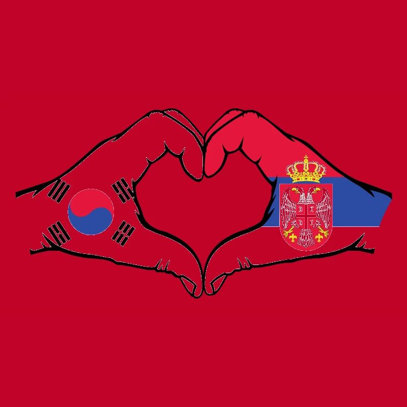 Corée du Sud Serbie Mains Forme de Coeur