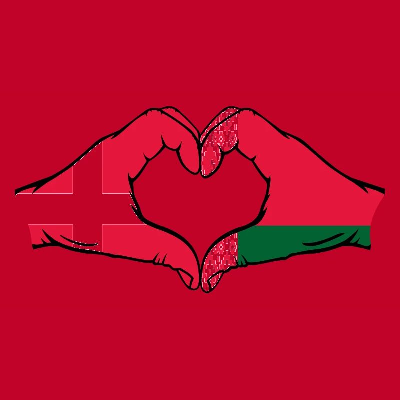 Danemark Biélorussie Drapeau Mains Coeur Forme