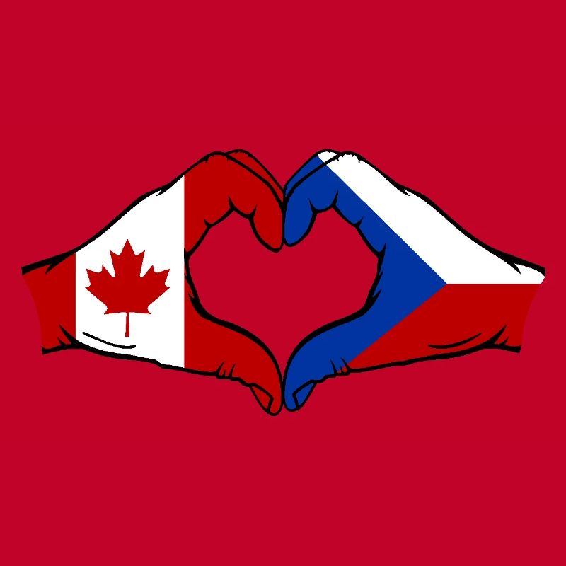 Canada République tchèque drapeau mains forme coeur