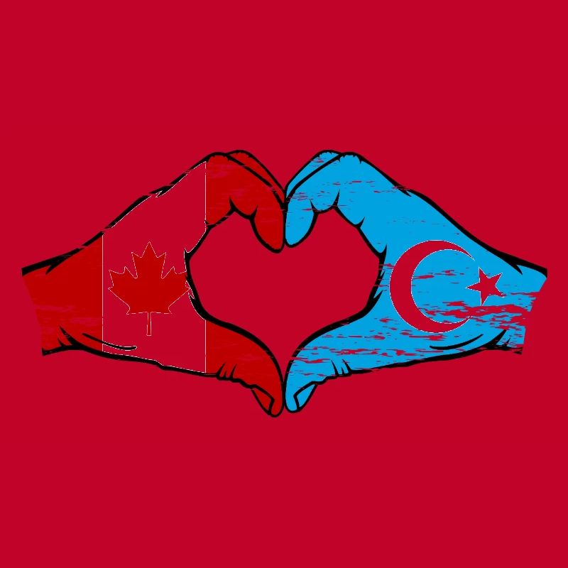 Canada Drapeau ouïghour mains forme de coeur utilisé
