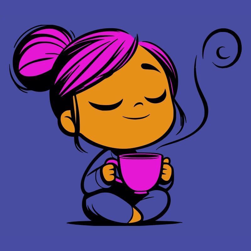 Tassmine enspannt mit einer Tasse Tee oder Kaffee