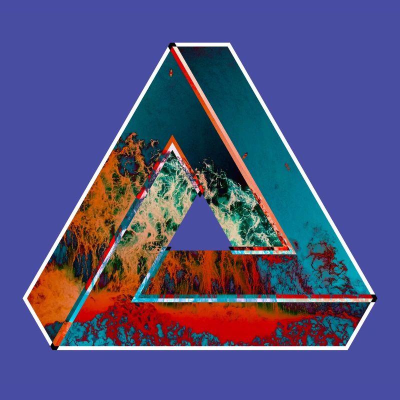 Penrose triangle optical illusion colored patterned