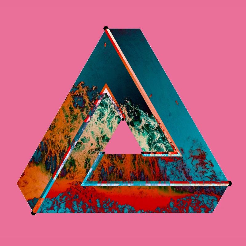 Penrose triangle optical illusion colored patterned