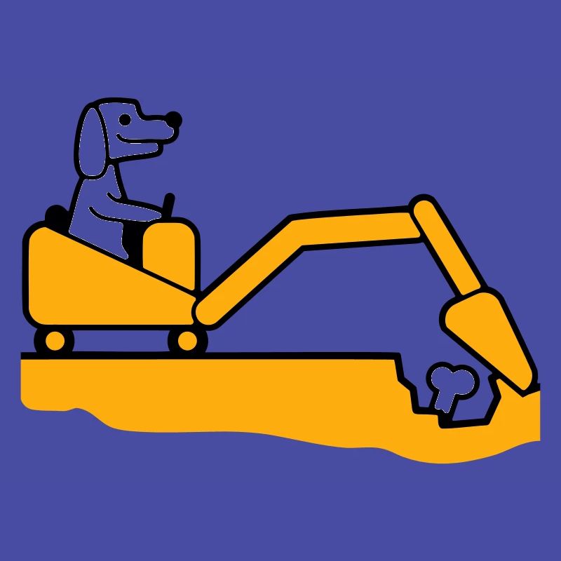 Dog Bones Burying Excavator Digging Cool Digging