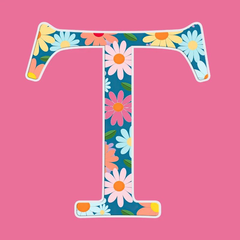 Customizable Monogram T Floral Pattern