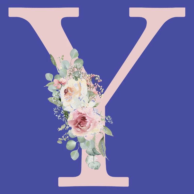 Y| Monogramme | Eucalyptus Pastel Fleur Bleu