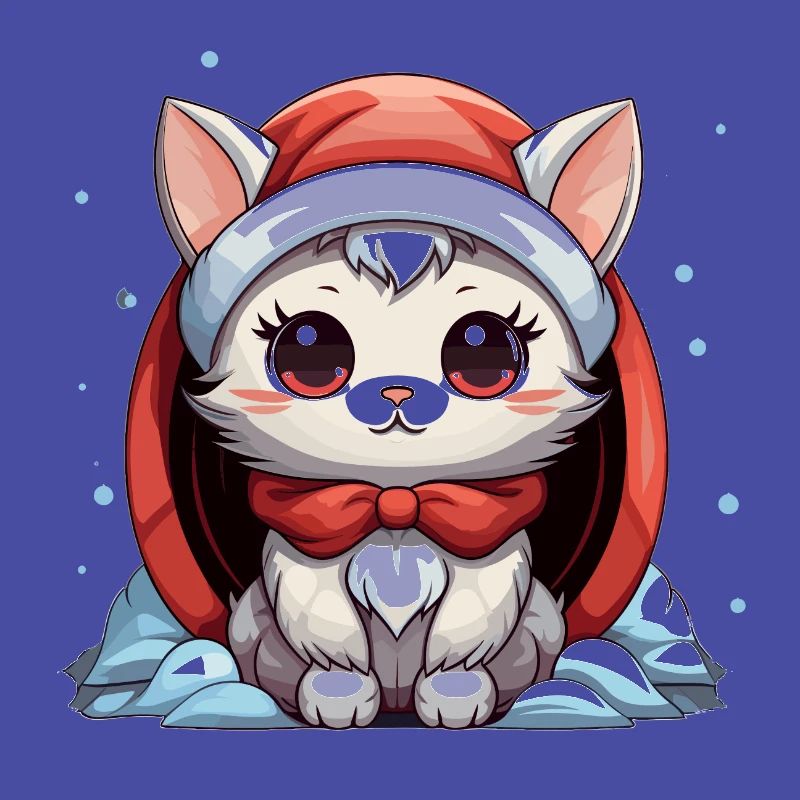 Design de Noël de chat - Style Kawaii