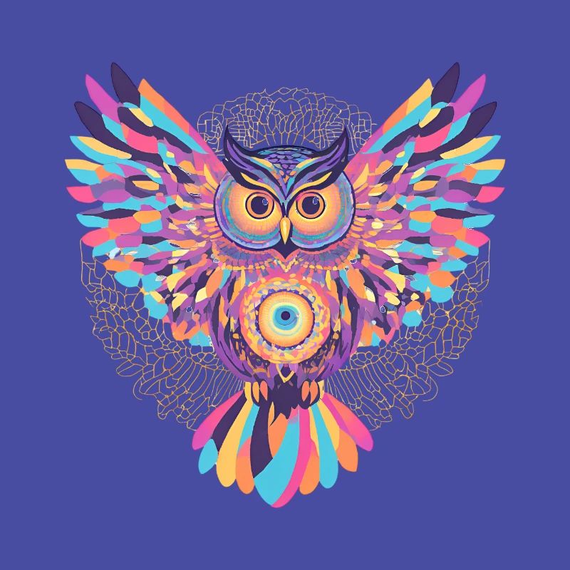 Regenbogenmandala-Eule
