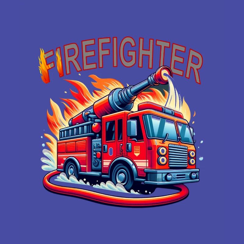 Fire brigade with fire engine