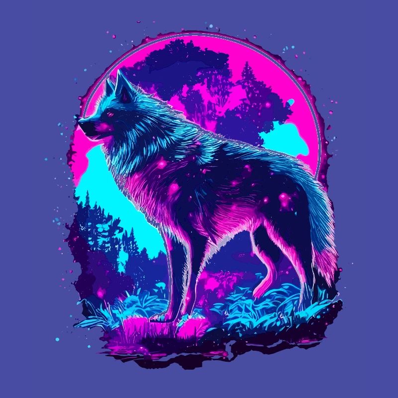 Wolf's Art Psychedelic Neon Synthwave