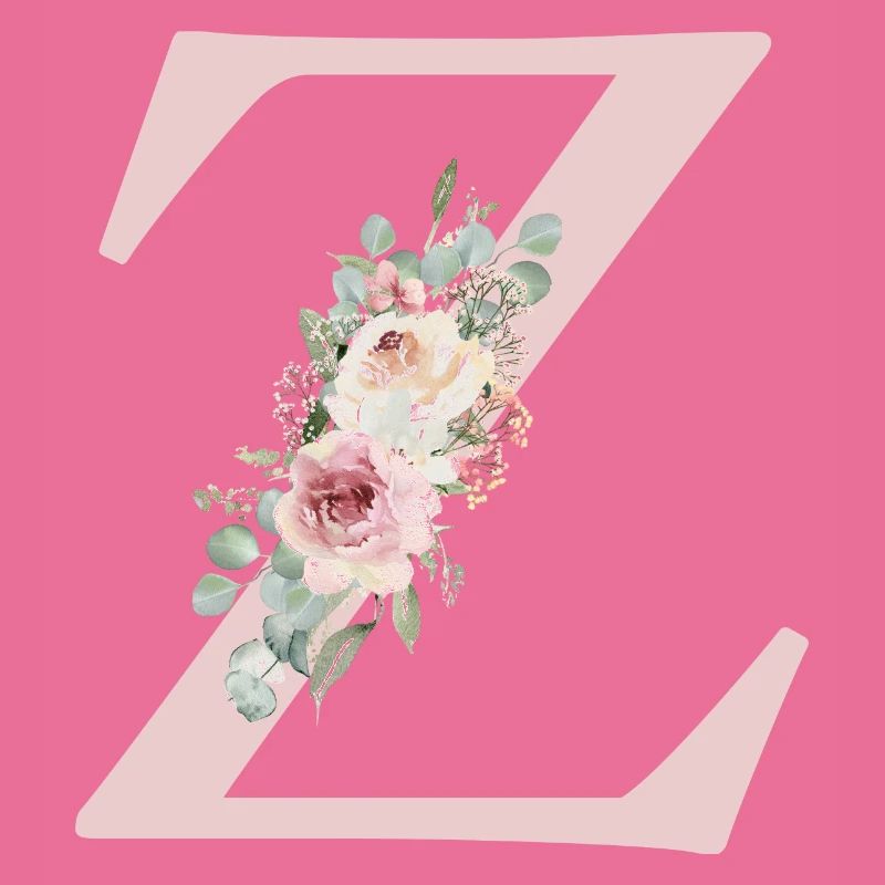 Z| Monogramme | Eucalyptus Pastel Fleur Bleu