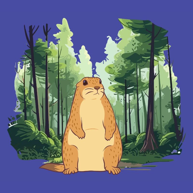 Strong groundhog nature landscape