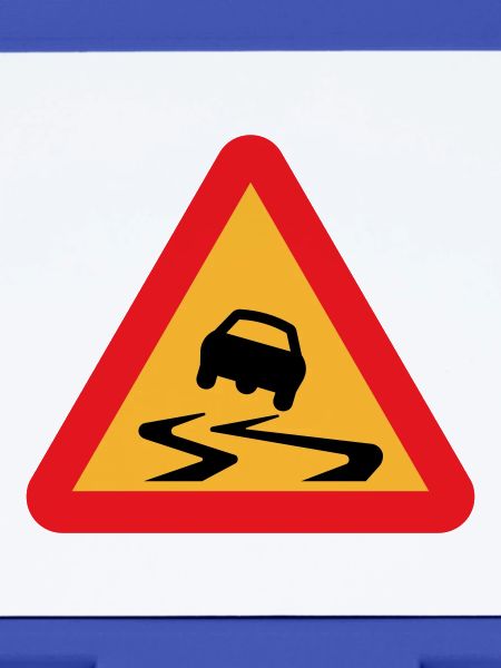 Slippery Road Car Warning