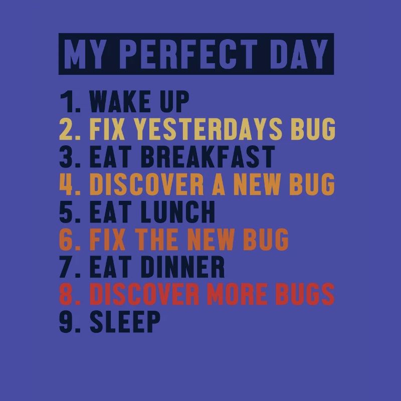 Fix Bugs Perfect Day Developer Coder Programmierer