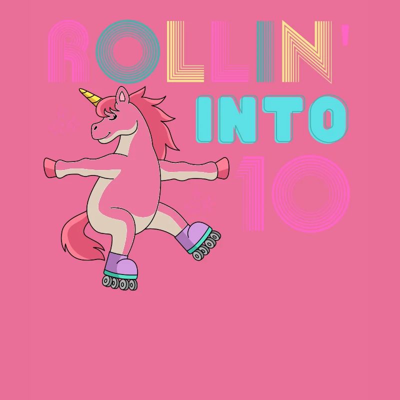 Rolling into 10 - roller scate unicorn