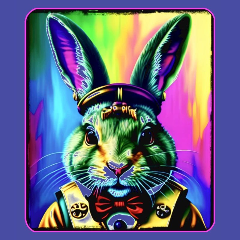 Lapin coloré cool dans le style steampunk