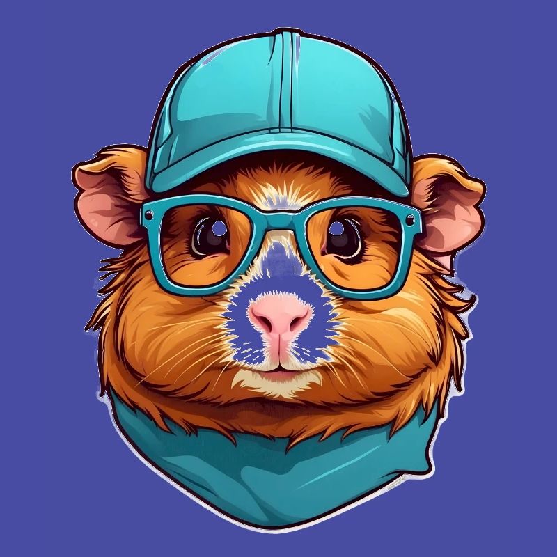 cochon d’Inde mignon avec écharpe et casquette