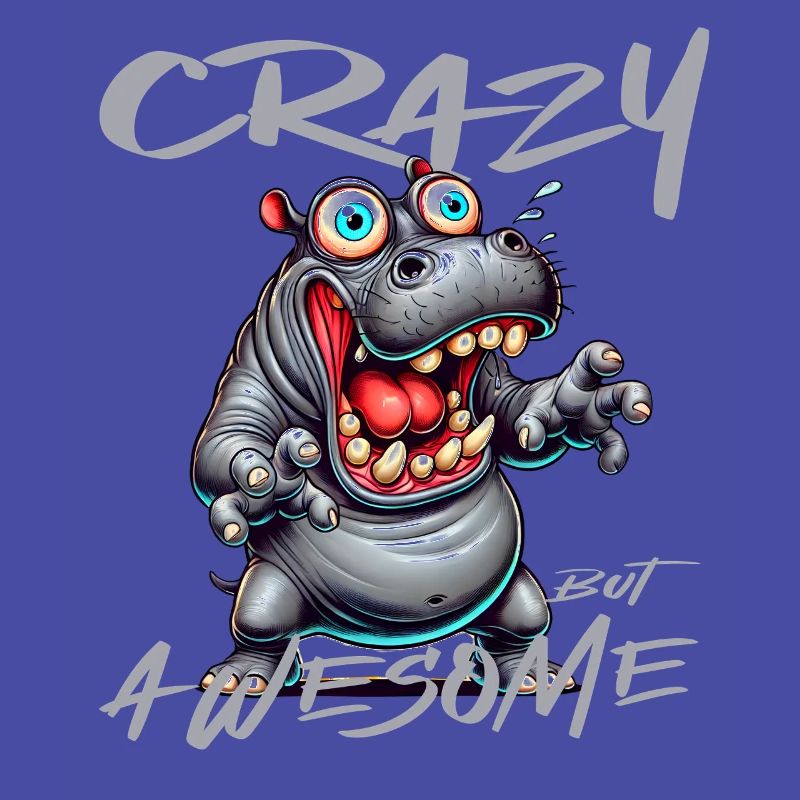 Crazy but Awesome Hippo Comic Style