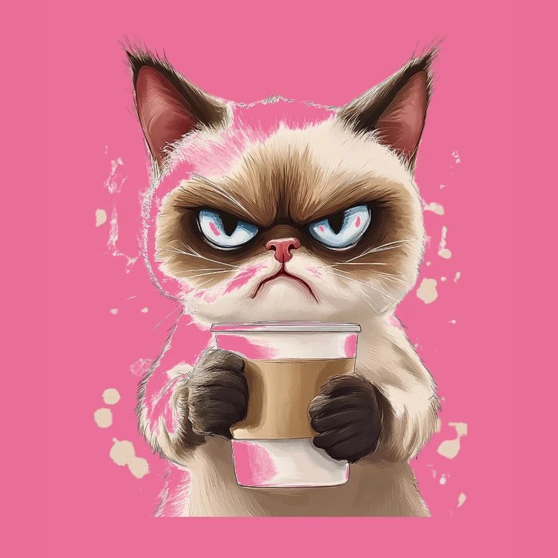 Grumpy Katze mit Kaffee - Morgenmuffel