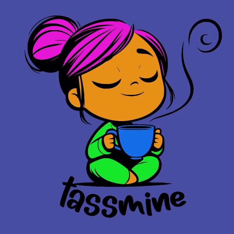 Tassmine enspannt mit einer Tasse Tee oder Kaffee