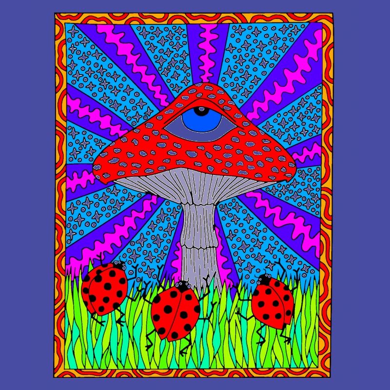 Hippie Magic Toadstool Retro Psychedelic